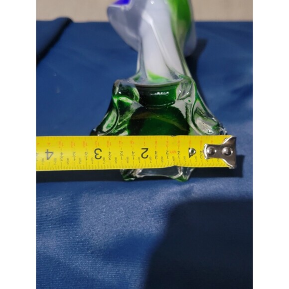 Murano Jack in the Pulpit Encased Glass Vase Handblown Blue White Green Swirl - Picture 12 of 16
